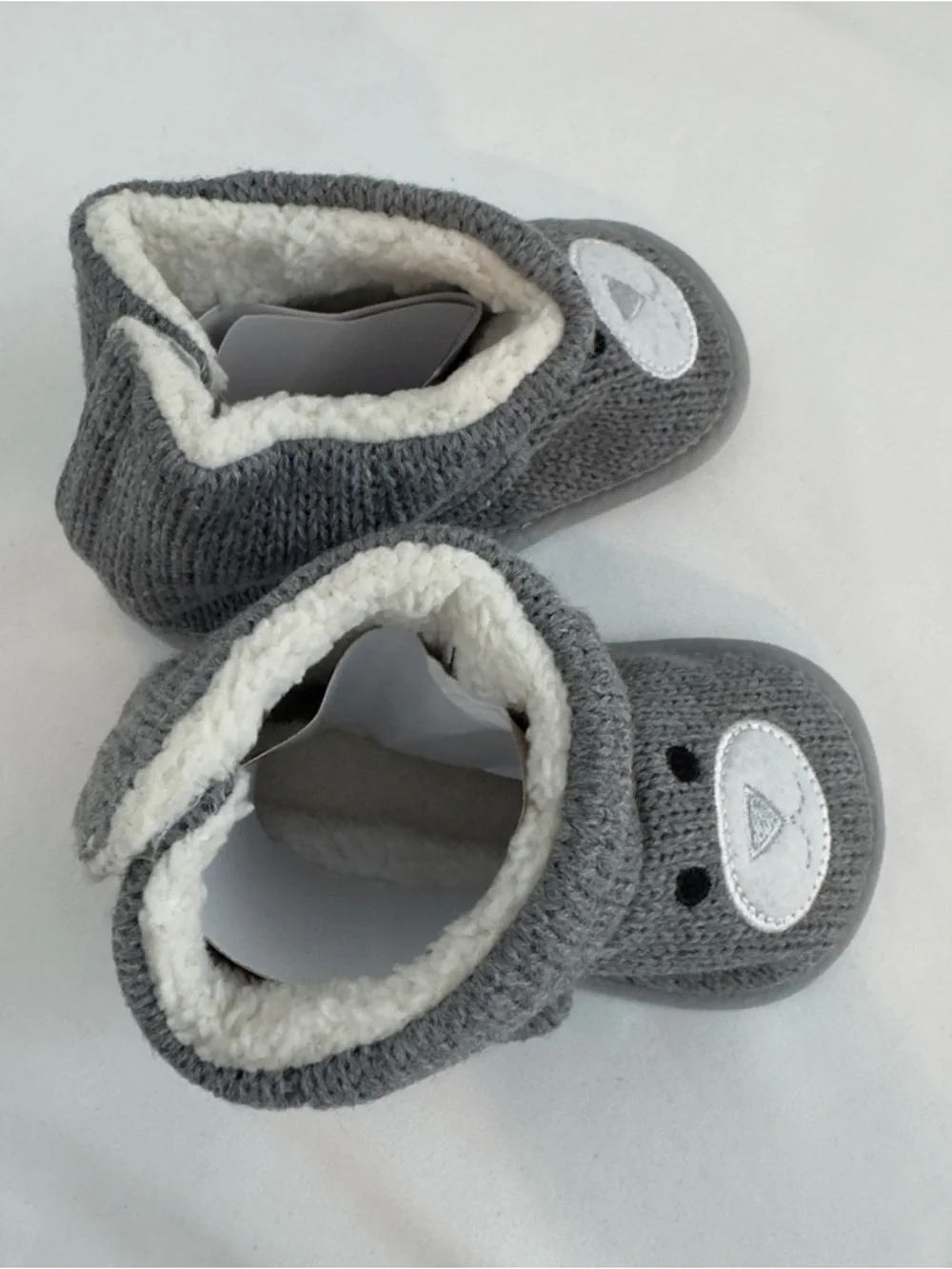New Childs Bear Slippers Gray Sz 7